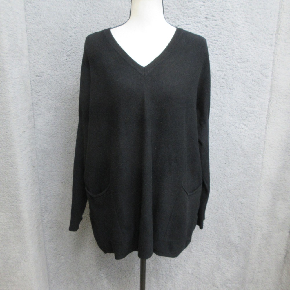 Altar'd State Womens M/L Black Lagenlook Tunic Sweater Pockets Boho Minimalist